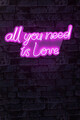 Decoratiune luminoasa LED, All You Need is Love, Benzi flexibile de neon, DC 12 V, Roz