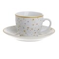 Set 6 cesti cu farfurioare pentru cafea White Gold, InArt, 90 ml, portelan