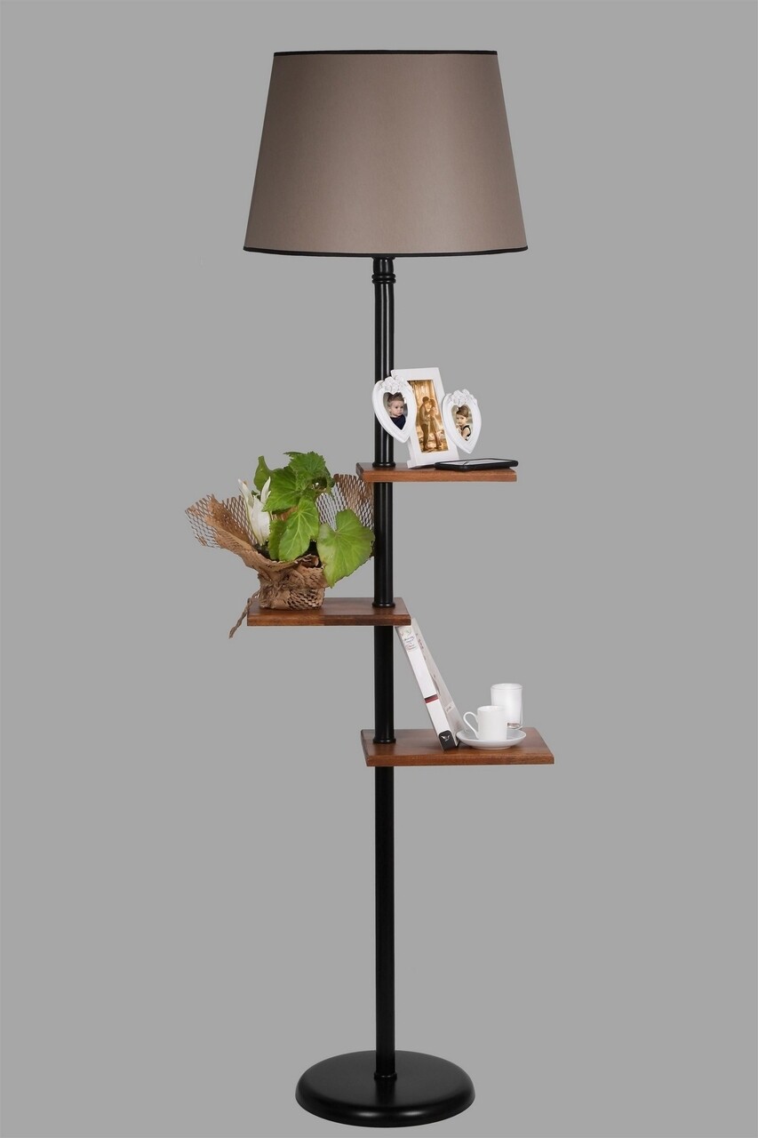 Lampadar cu 3 rafturi, Luin, 8270-3E27, 60 W, metal/lemn/textil - 2 | YEO