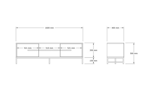 Comoda TV, Puqa Design, Mono, 160x50x40 cm, PAL, Maro