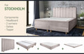 Pat matrimonial, Stockholm, Lines E, 140x200 cm, saltea tip Pocket, topper memory, Taupe