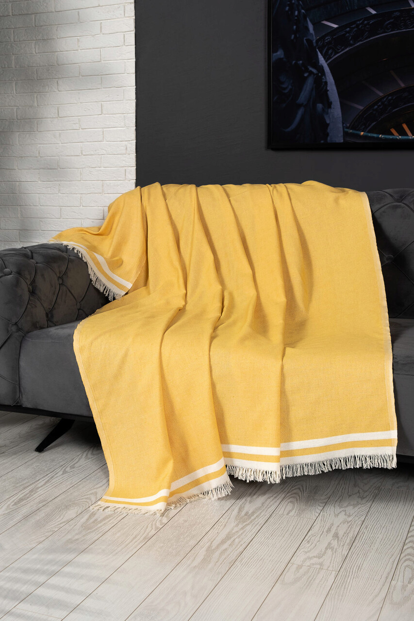 Cuvertura de pat, Alinda - Mustard (170 x 300), DC Home, Bumbac