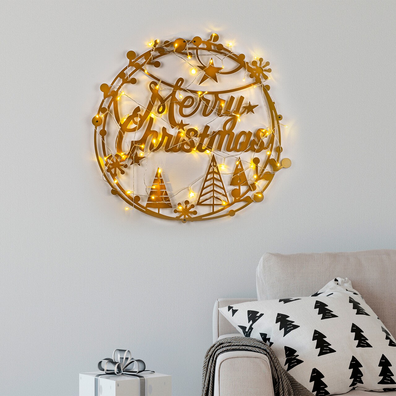 Decoratiune de luminoasa XMASGOLD-021, Tanelorn, 60x72 cm, metal, auriu - 1 | YEO