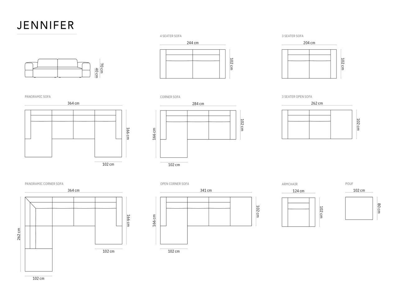 Canapea 3 locuri cotiera stanga, Jennifer-51, Micadoni Home, 262x102x70 cm, catifea, gri deschis