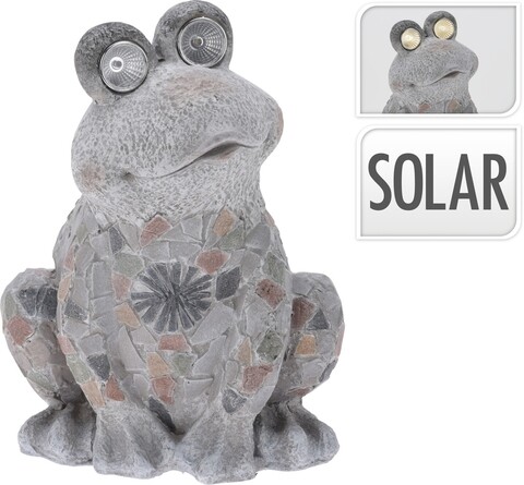 Lampa solara Frog, 25.5x25x36 cm, oxidat de magneziu, gri