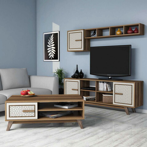 Set mobilier living, Hommy Craft, Ayla, Nuc / Cremă