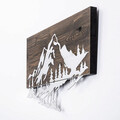 Decoratiune de perete, Mountain v2, 50% lemn/50% metal, Dimensiune: 58 x 38 cm, Nuc / Argint