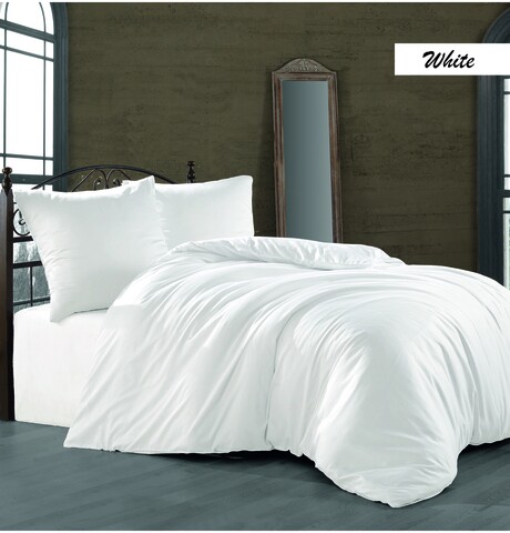 Lenjerie de pat dubla White, Majoli Home Collection, 4 piese, 240x260 cm, bumbac satinat, alb