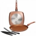 Set tigai, 4 piese, Grancucina Tognana Porcellane, aluminiu 25 cm/28 cm, Copper Brown