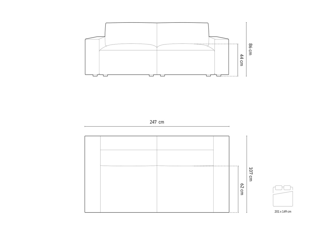 Canapea extensibila 3 locuri, Jodie-78, Micadoni Home, 247x107x86 cm, tesatura structurata, bej deschis