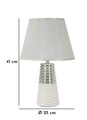 Lampa de masa Candela, Mauro Ferretti, 1 x E27, 40W, 25x41 cm, ceramica/fier/textil, alb/argintiu