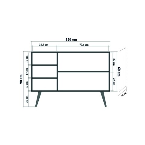 Comoda Mega 726, Vella, 120x36x94 cm, multicolor