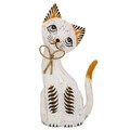 Decoratiune, Cat, Creaciones Meng, 30 cm, lemn de arbore de matase, alb