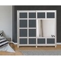 Dulap cu oglinda pentru haine Astoria - White, Anthracite, Vella, 220x55x204 cm