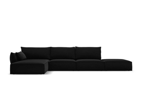 Coltar stanga 5 locuri, Kaelle, Micadoni Home, BL, fara cotiera, 364x171x85 cm, catifea, negru