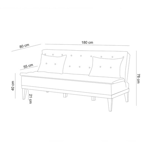 Canapea extensibila cu 3 locuri, Unique Design, 867UNQ1321, Lemn de carpen, Gri