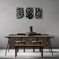 Decoratiune de perete, Tree, Metal, 46 x 70 cm, 3 piese, Negru