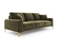 Canapea, Madara, Mazzini Sofas, 4 locuri, gold legs, 237x102x90 cm, catifea, verde