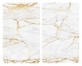 Set 2 protectii universale pentru aragaz, Wenko, Marble Gold, sticla termorezistenta, 30 x 52 cm, multicolor