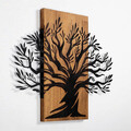 Decoratiune de perete, Monumental Tree , 50% lemn/50% metal, Dimensiune: 67 x 58 cm, Nuc / Negru