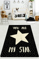 Covor, My Star DJT  , 80x150 cm, Catifea, Alb/Negru