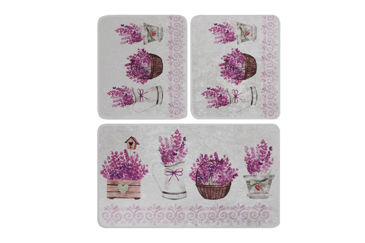 Set covoraș de baie (3 bucăți), Chilai, Giardino Di Lavanda Djt, Poliester, Multicolor - 2 | YEO