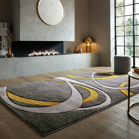 Covor Elude Orb Ochre, Flair Rugs, 200x290 cm, polipropilena, ocru