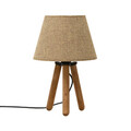 Lampa de masa PWL-1071, Pakoworld, 22x22x32 cm, MDF/textil, bej/maro