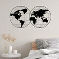 Decoratiune de perete, World Map 18, Metal, Dimensiune: 113 x 60 cm, Negru