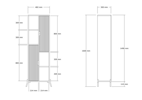 Corp biblioteca, Puqa Design, Sorrento, 48.2x160x30 cm, PAL, Stejar safir / Antracit