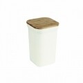 Cutie pentru alimente Bamboo, Jocca, 12 x 12 x 19 cm, bambus, alb/natur