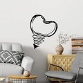 Decoratiune de perete, Fall In Love, Metal, Dimensiune: 55 x 70 cm, Negru