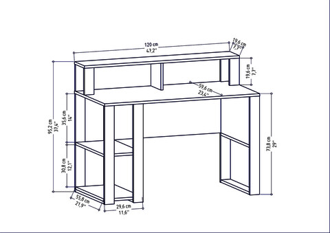 Birou, Retricy, Queens, 120x59.6x95.2 cm, PAL, Stejar / Antracit