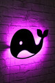 Decoratiune luminoasa LED, Baby Whale, MDF, 60 LED-uri, Roz