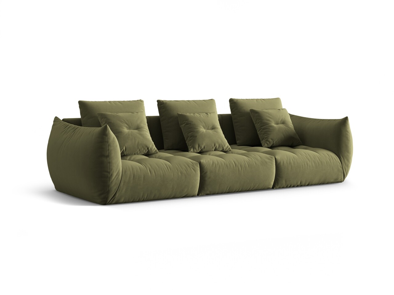 Canapea modulara 4 locuri, Bloom-184, Micadoni Home, 332x106x95 cm, catifea, verde deschis - 1 | YEO