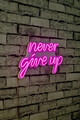 Decoratiune luminoasa LED, Never Give Up, Benzi flexibile de neon, DC 12 V, Roz