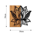 Decoratiune de perete, Lotus 10, 50% lemn/50% metal, Dimensiune: 59 x 58 cm, Nuc / Negru