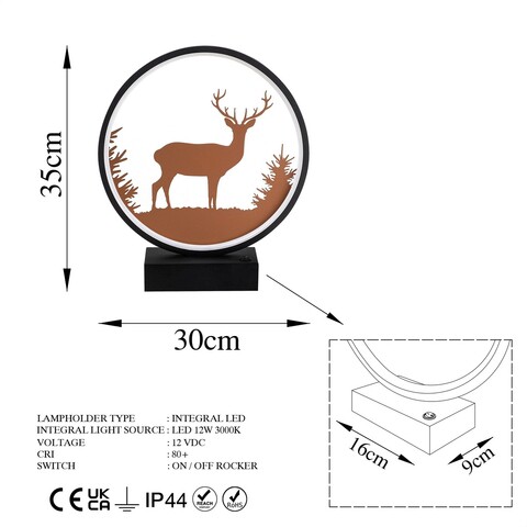 Lampa de masa, Shadow, 526SHD1137, Metal, Negru/Cupru