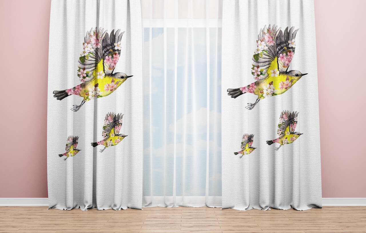 Set 2 Draperii Bird, Oyo Kids, 140x240 Cm, Poliester, Multicolor