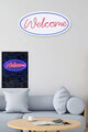 Decoratiune luminoasa LED, Welcome, Benzi flexibile de neon, DC 12 V, Albastru/Roz