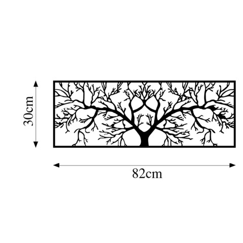 Decoratiune de perete, Tree, Metal, Dimensiune: 82 x 30 cm, Negru