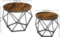 Set 2 masute de cafea Vasagle Geometric Round, Ø50 x 40 cm, PAL/otel, maro rustic