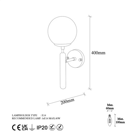 Aplica de perete, Fulgor, 942FLG1313, Metal, Auriu