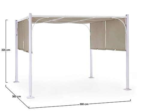 Pavilion pentru gadina Slide Gazebo, Bizzotto, 300 x 300 cm, otel/poliester/poliamida, alb/grej