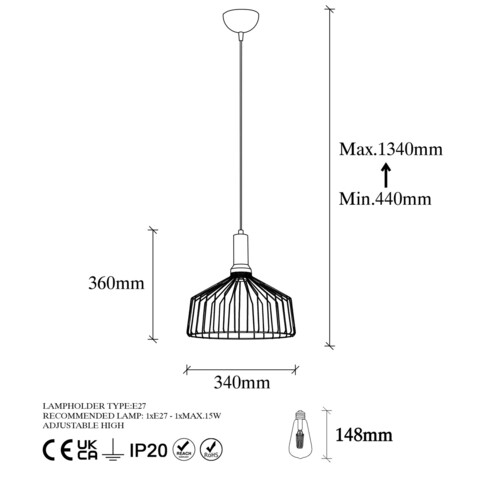 Lustra, Fulgor, 942FLG2138, Metal, Negru/Maro antic