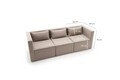 Canapea fixa Moduler Uclu Koltuk , Balcab Home, 3 locuri, 80/62x80x72 cm, lemn, crem