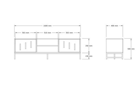 Comoda TV, Puqa Design, Shape, 160x50x40 cm, PAL, Nuc