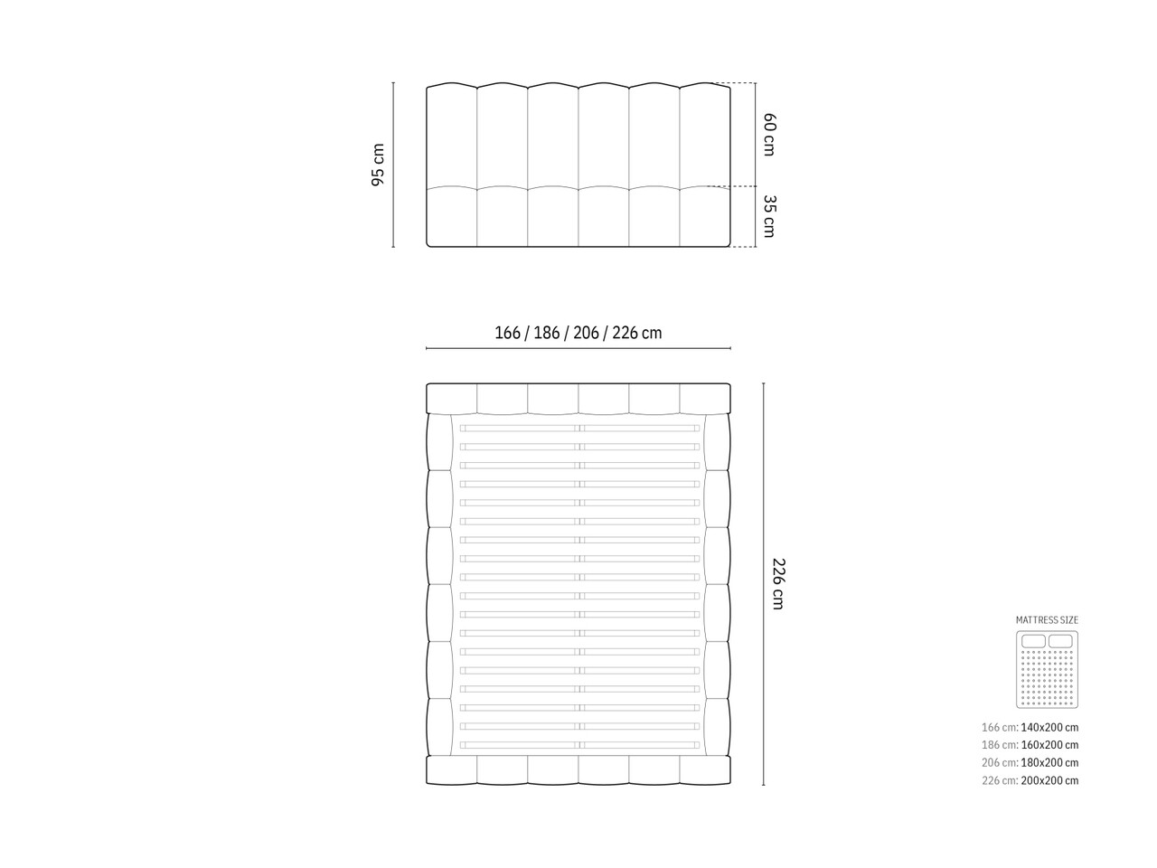 Pat tapitat cu somiera rabatabila si lada depozitare, 200x200 cm, Micadoni Home, Lupine-138, tesatura structurata chenille, antracit