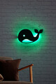 Decoratiune luminoasa LED, Baby Whale, MDF, 60 LED-uri, Verde