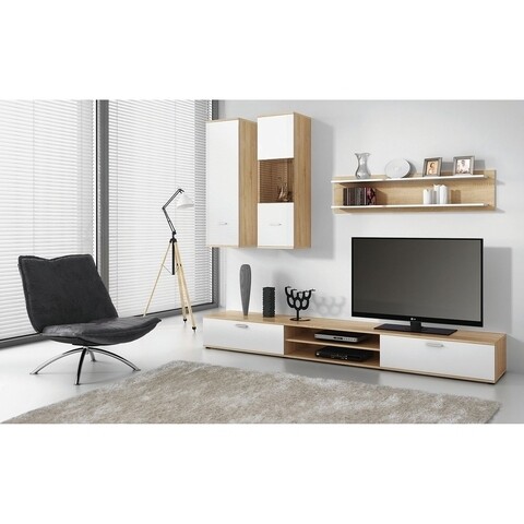 Mobilier pentru Living  Asti II, Bedora, 1 x Polita, 1 x Comoda, 2 x Dulapuri  suspendate